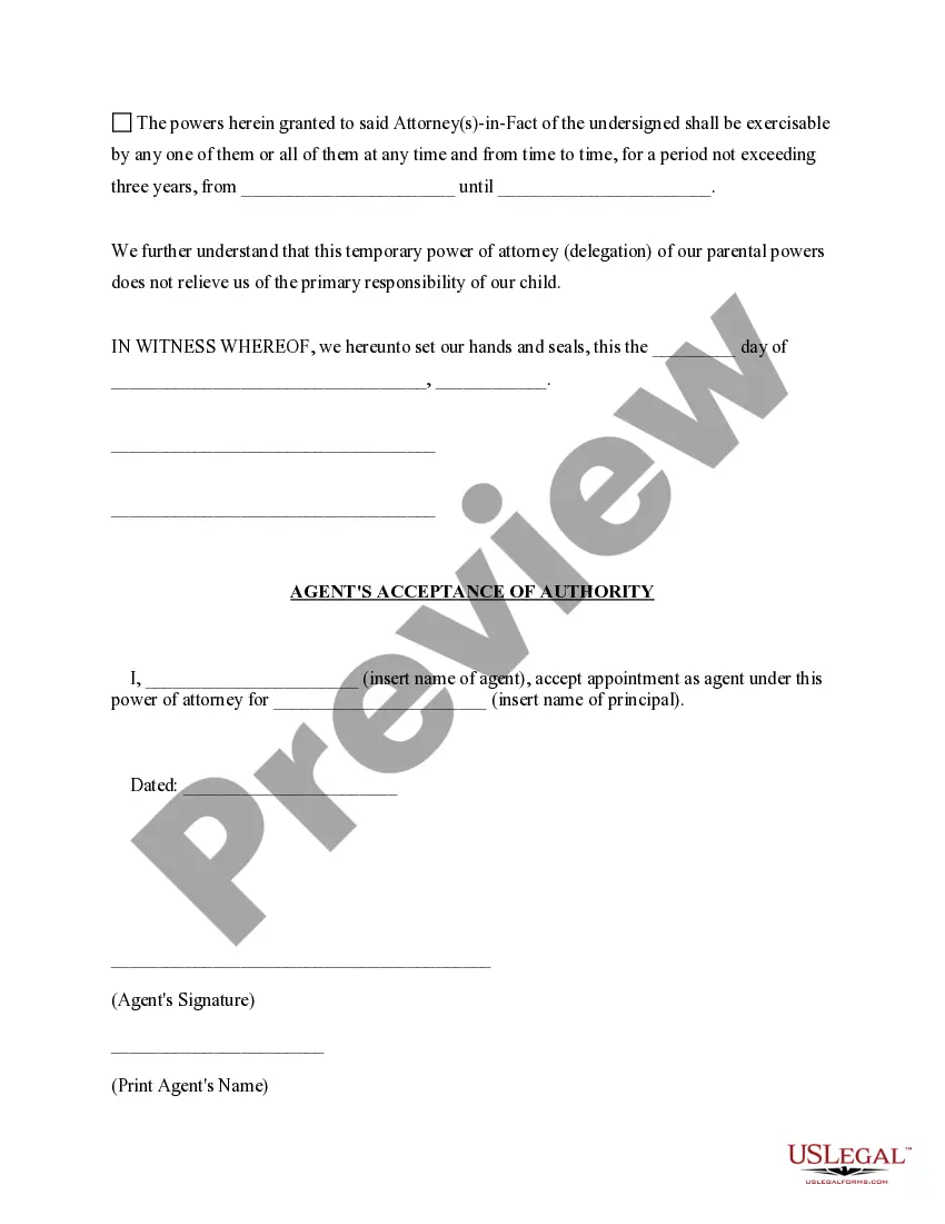 Preview General Power of Attorney for Care and Custody of Child or Children