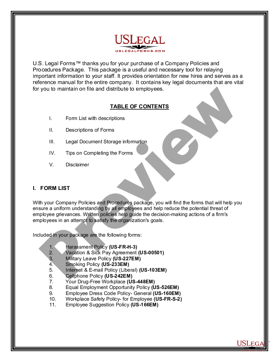 page 1 Company Employment Policies and Procedures Package preview
