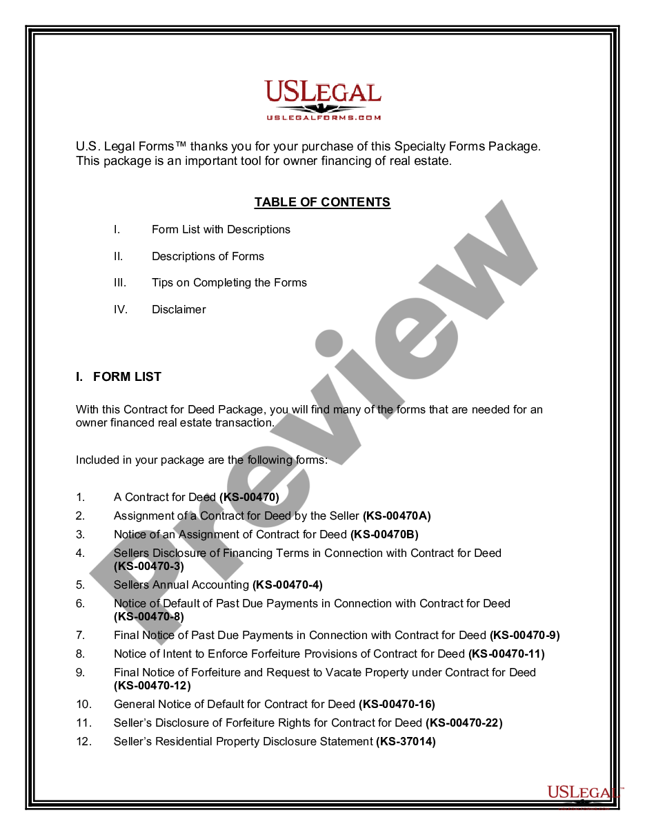 page 1 Contract for Deed Package preview