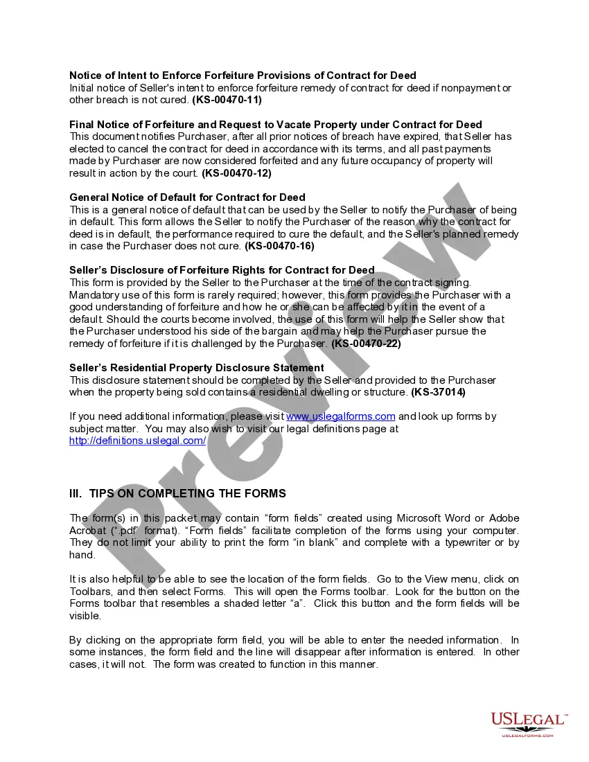 Get Kansas Contract for Deed Package Preview Kansas Contract for Deed Package