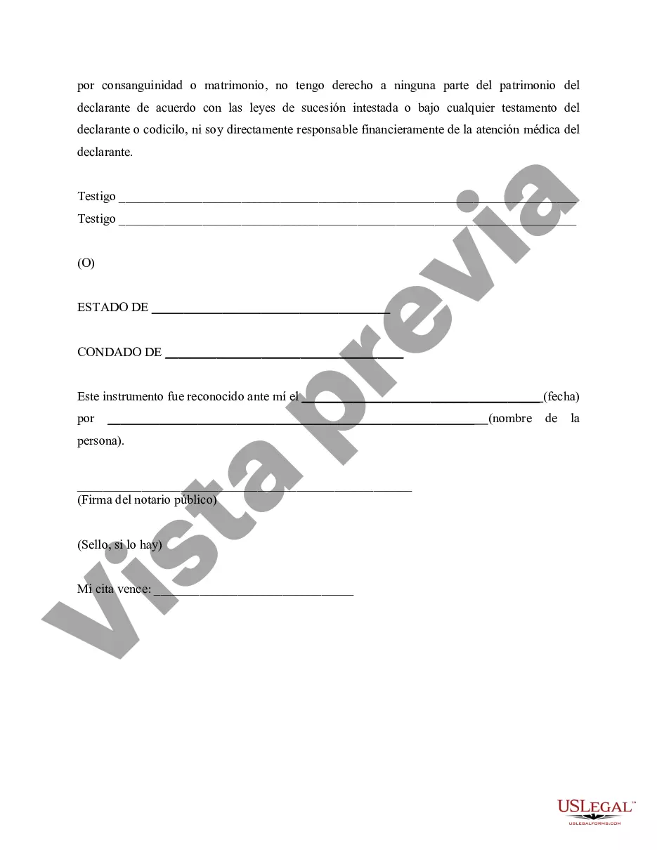 Preview Testamento vital estatutario - Declaración