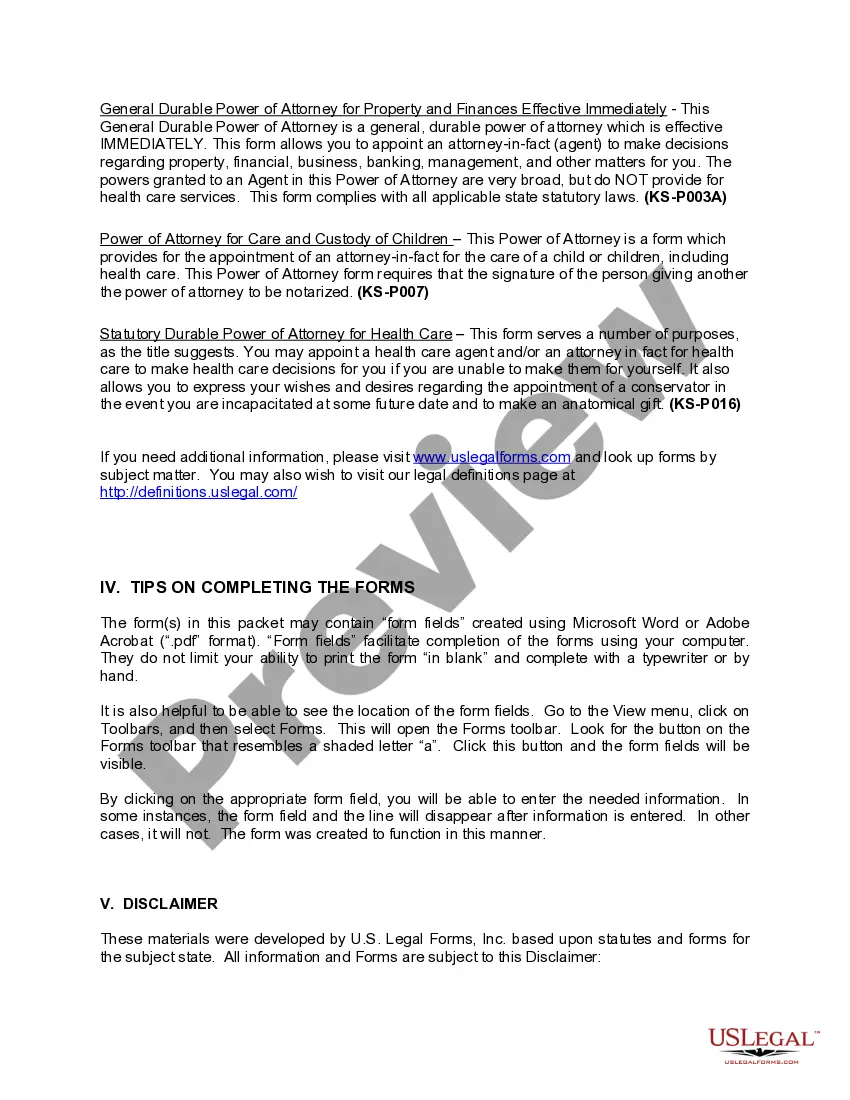 Preview Kansas Power of Attorney Forms Package