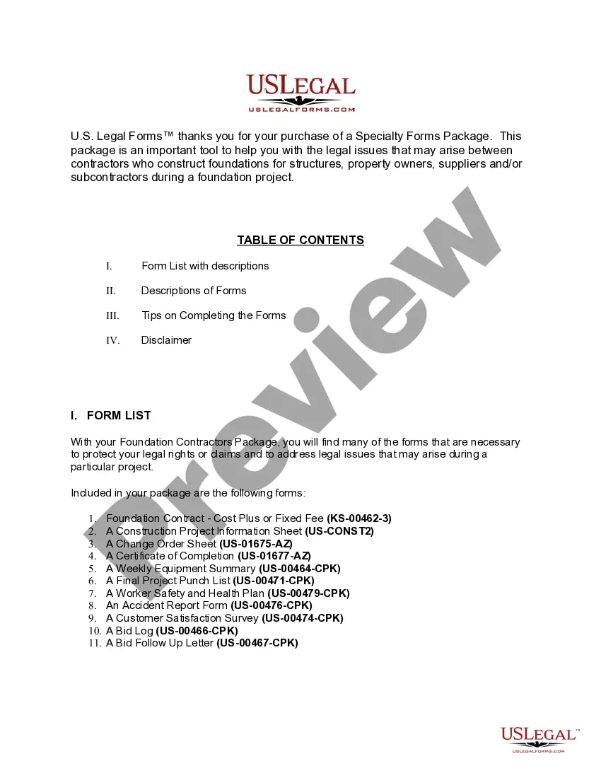 Preview Kansas Foundation Contractor Package