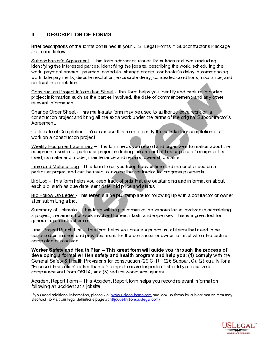 Preview Kansas Subcontractors Package