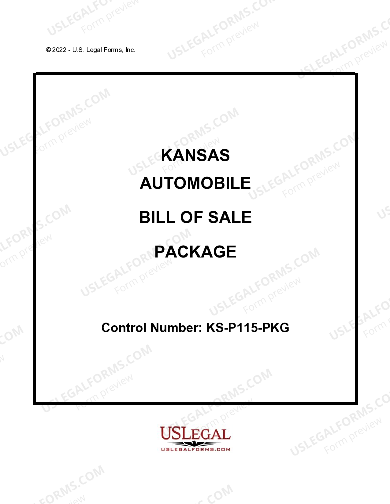 Auto Bill Of Sale Kansas With Notary Section US Legal Forms