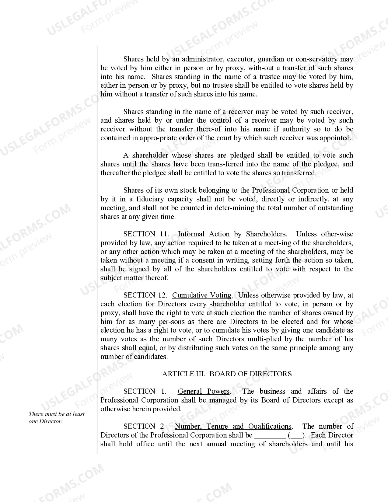 Preview Sample Bylaws for a Kansas Professional Corporation