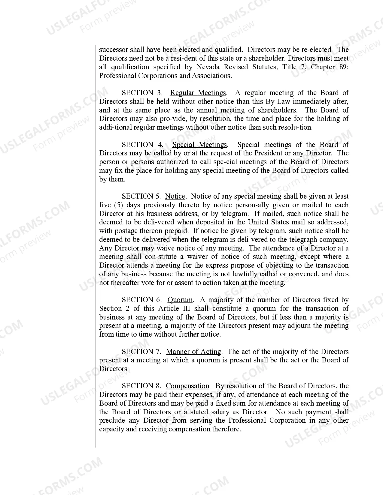 Preview Sample Bylaws for a Kansas Professional Corporation