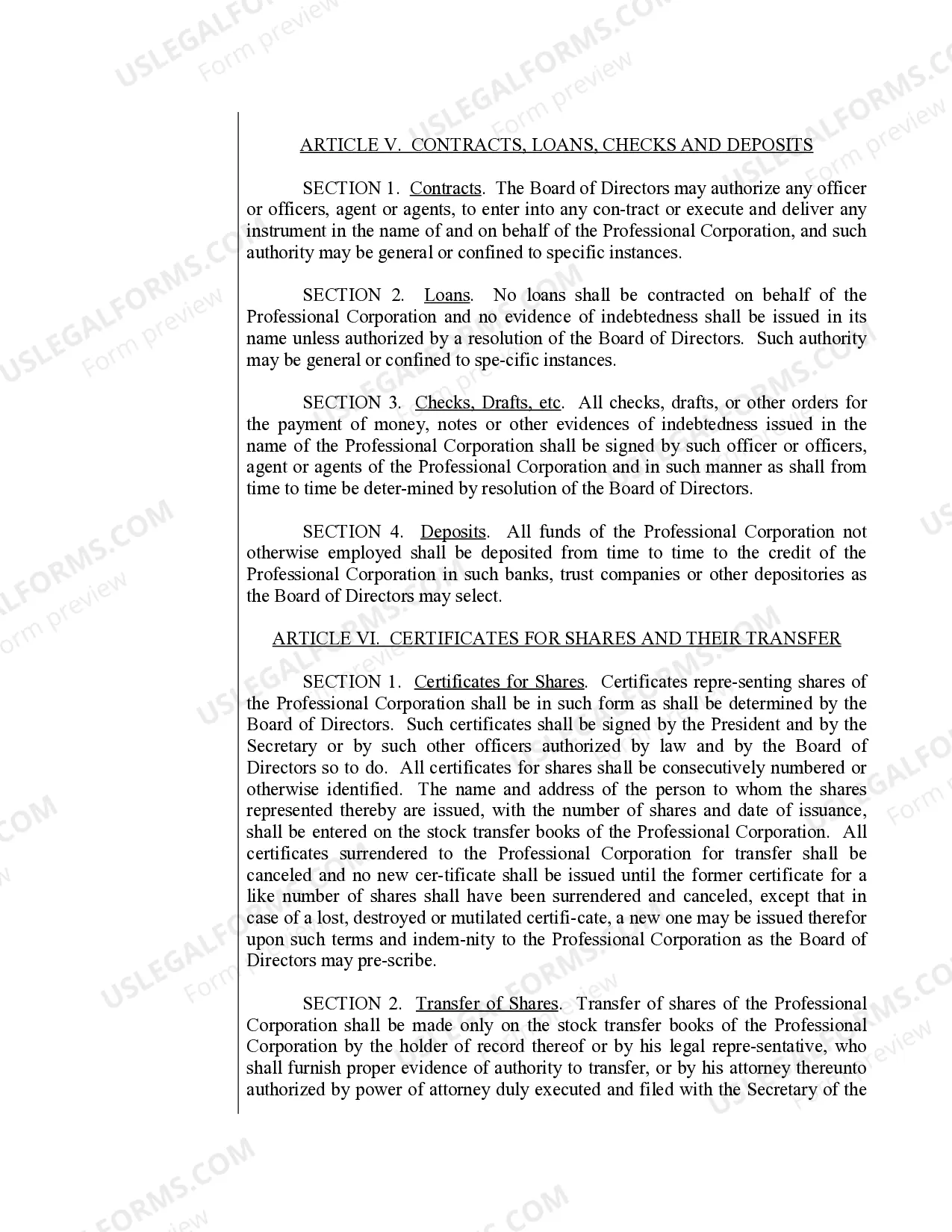 Preview Sample Bylaws for a Kansas Professional Corporation