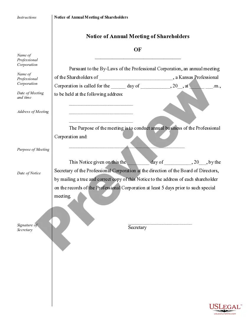 Preview Sample Corporate Records for a Kansas Professional Corporation