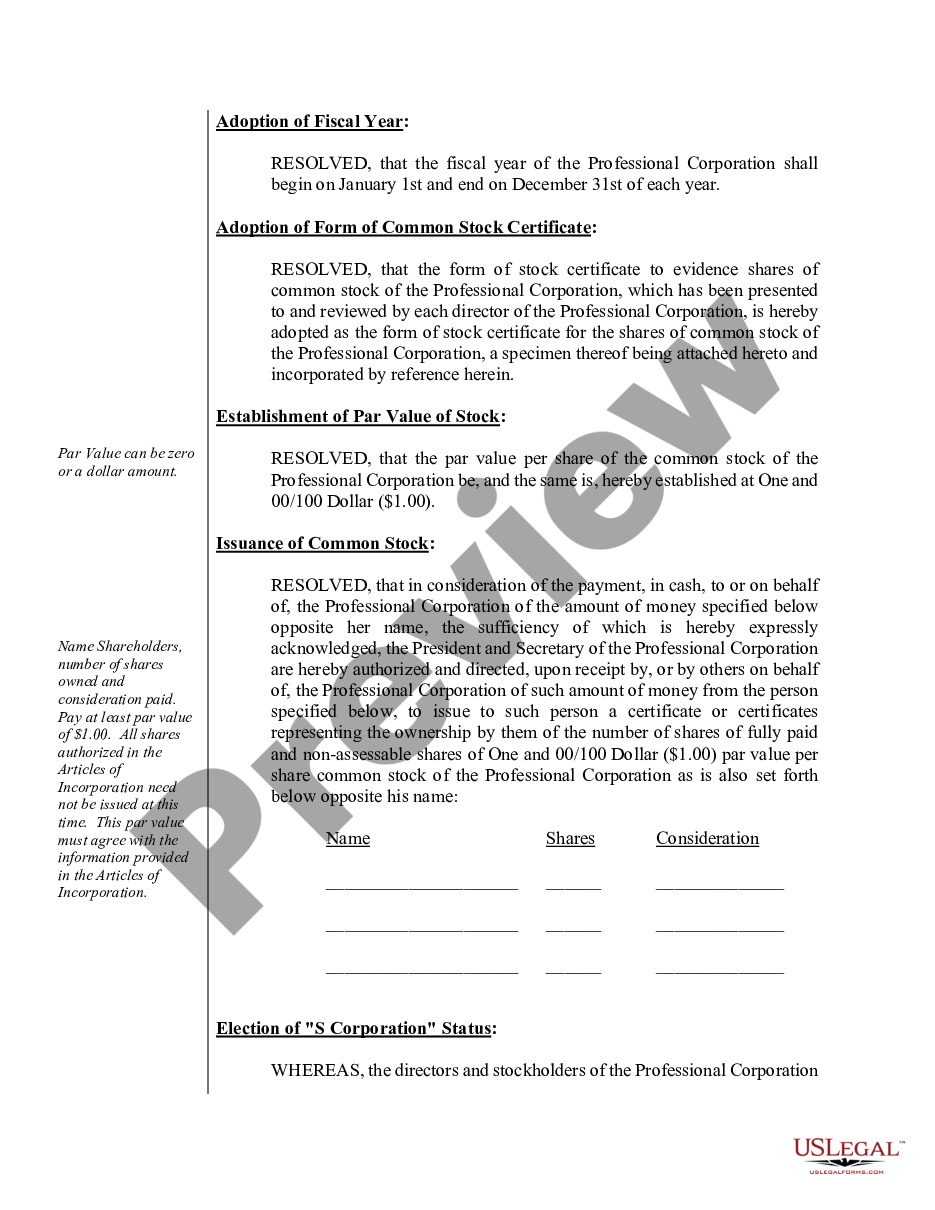 page 4 Sample Organizational Minutes for a Kansas Professional Corporation preview