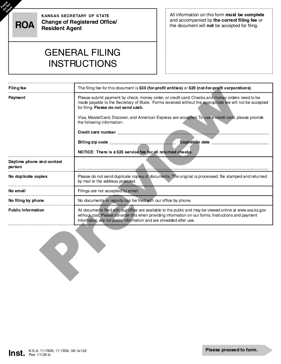 page 0 Kansas Change of Registered Agent preview
