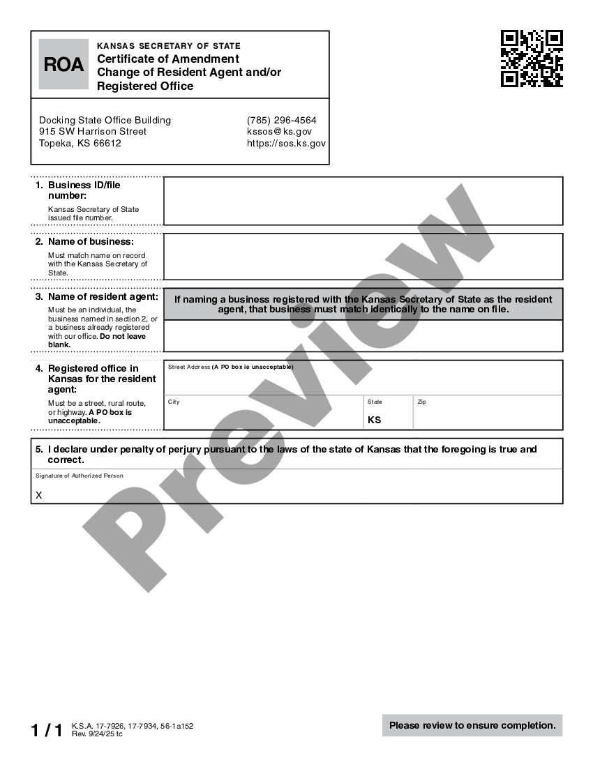 Kansas Registered Agent For Corporation US Legal Forms