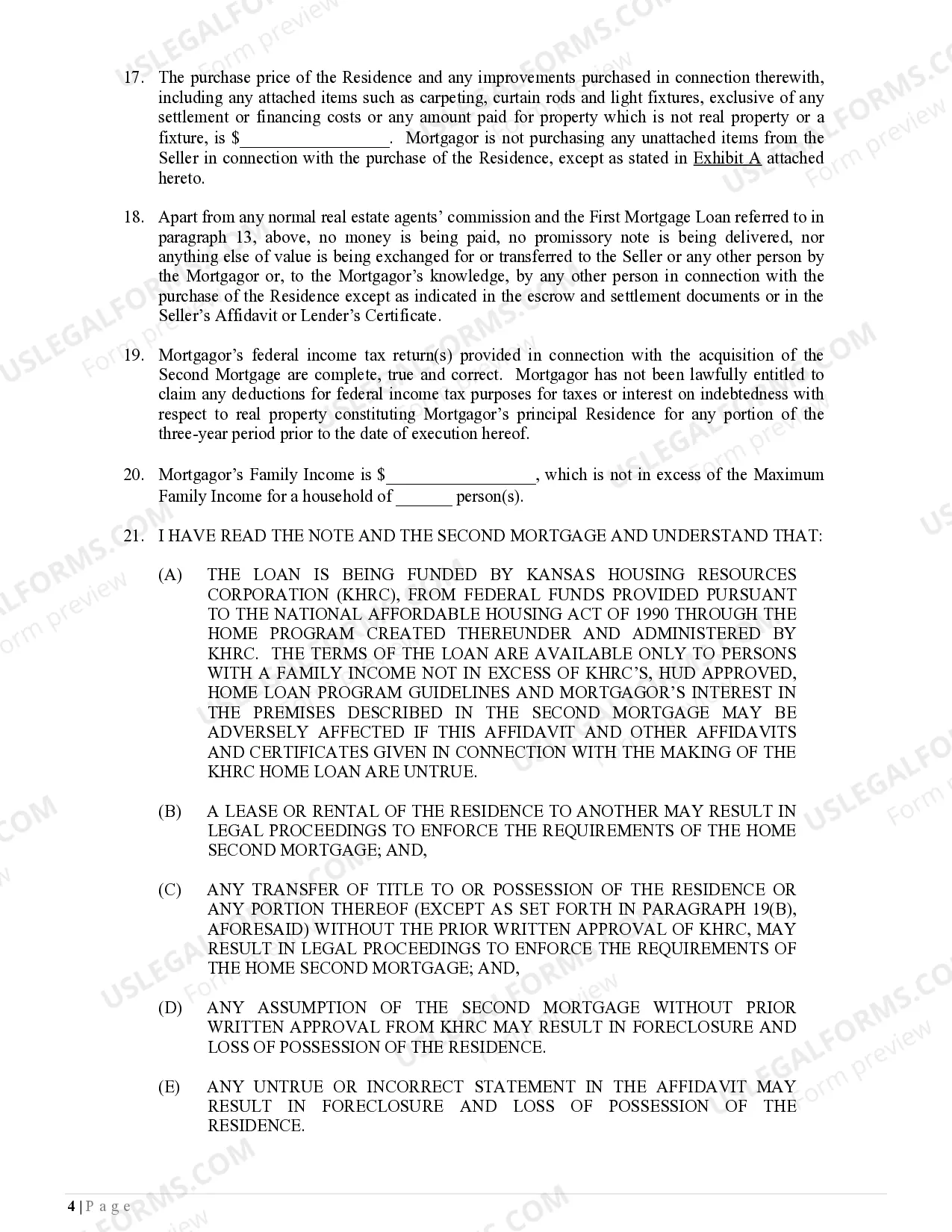 Preview Affidavit of Home Buyer