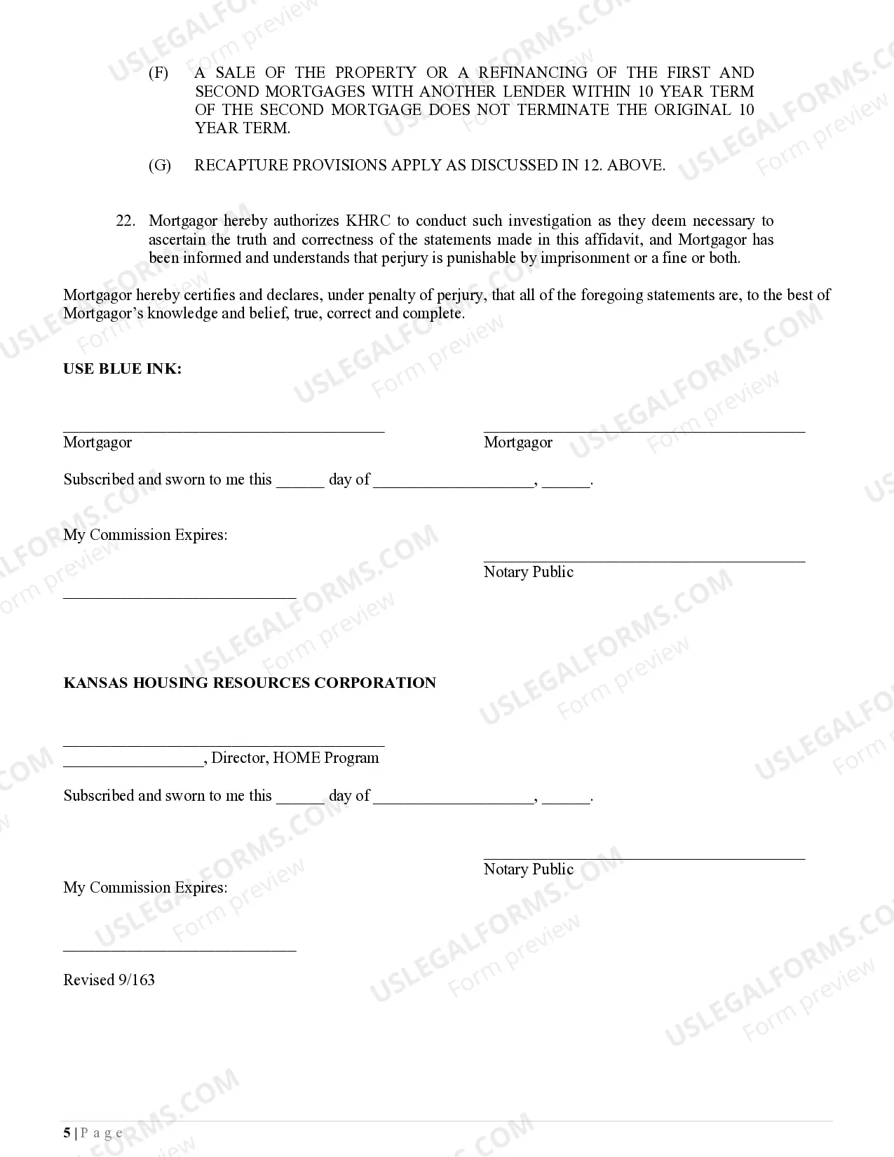 Preview Affidavit of Home Buyer