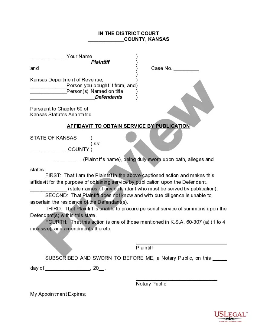 Get Affidavit to Obtain Service by Publication Preview Affidavit to Obtain Service by Publication