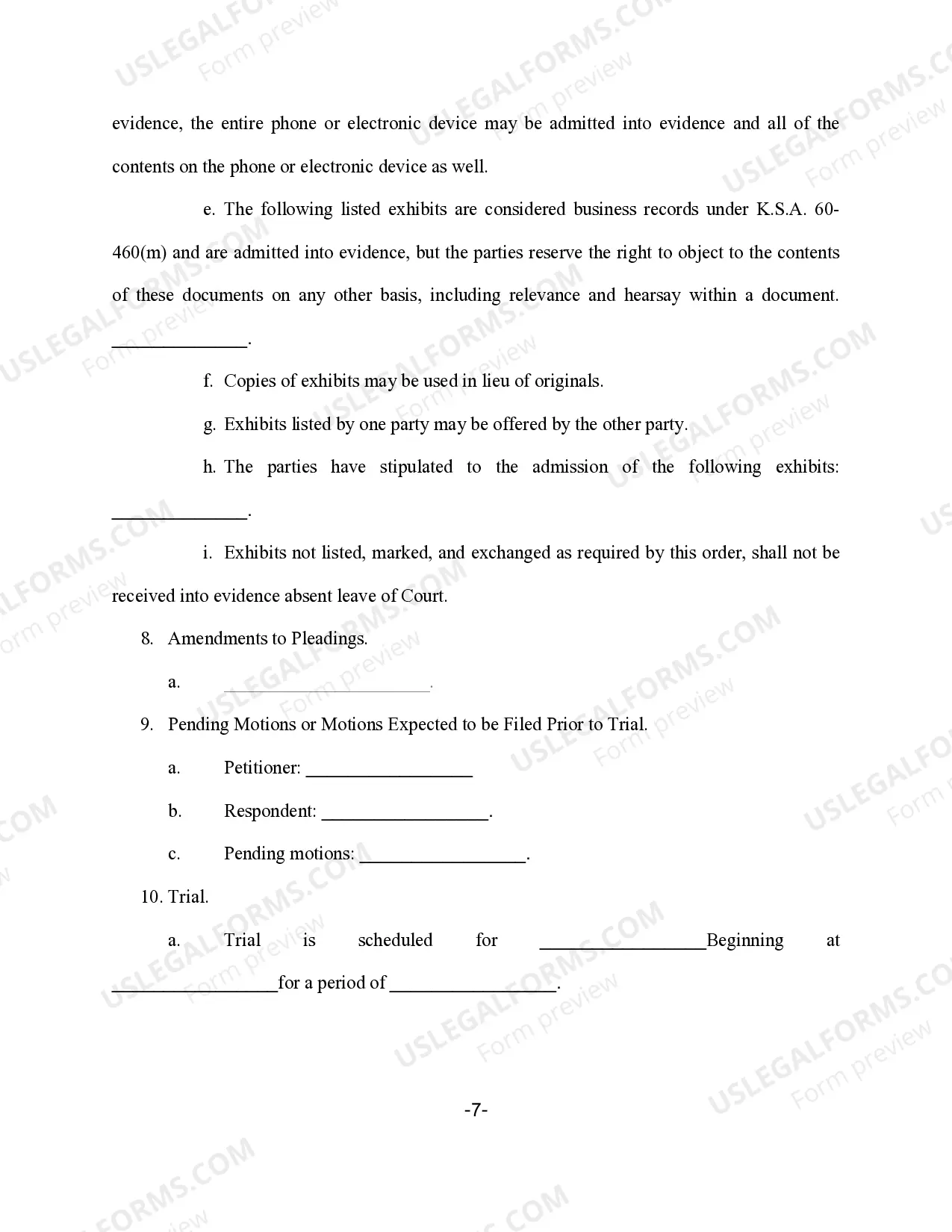 Preview Pretrial Order