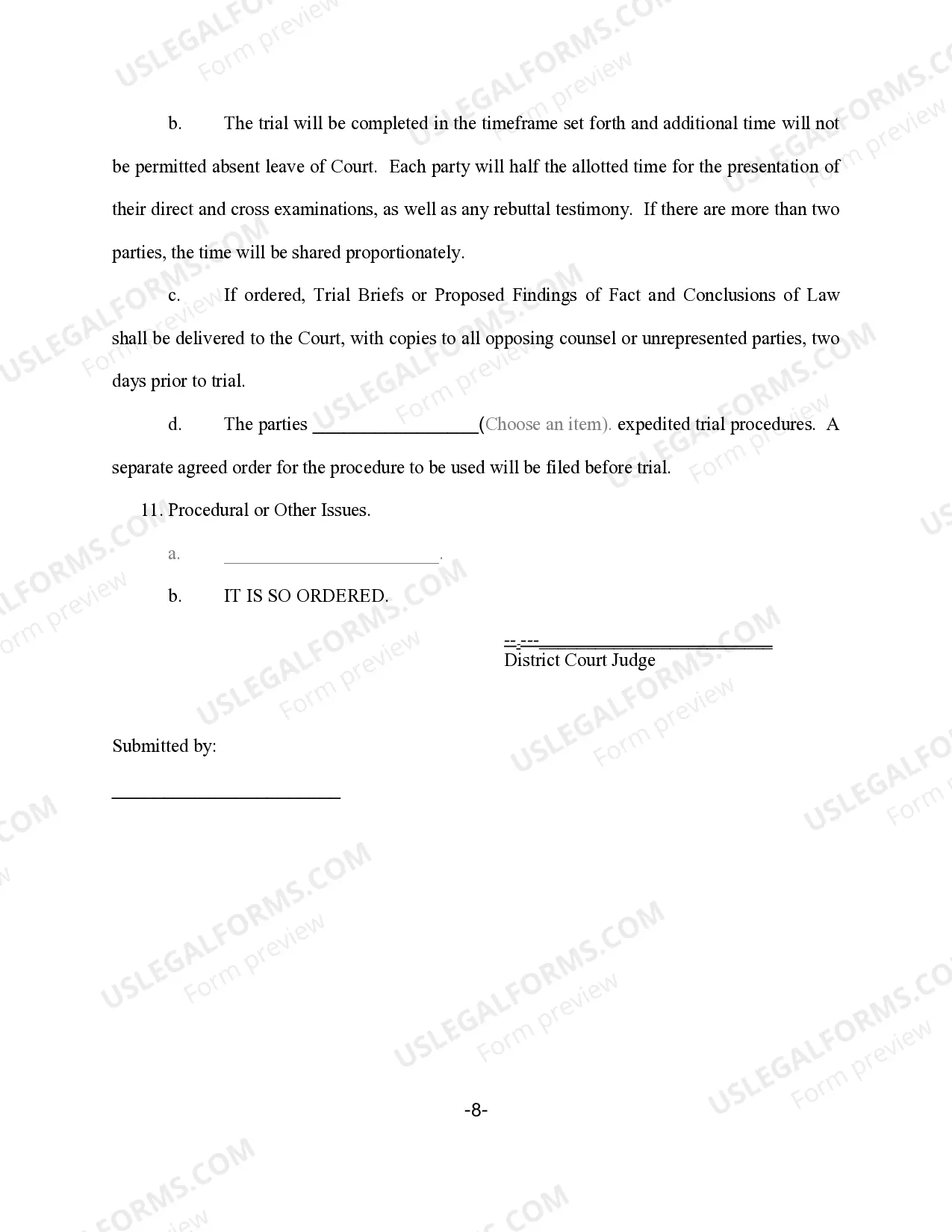 Preview Pretrial Order