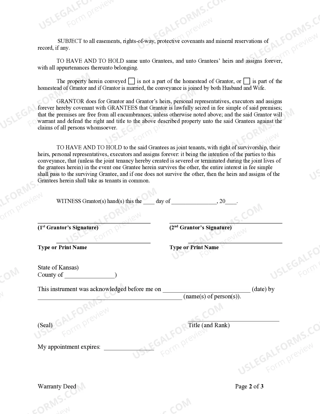 Preview Warranty Deed for Husband and Wife Converting Property from Tenants in Common to Joint Tenancy