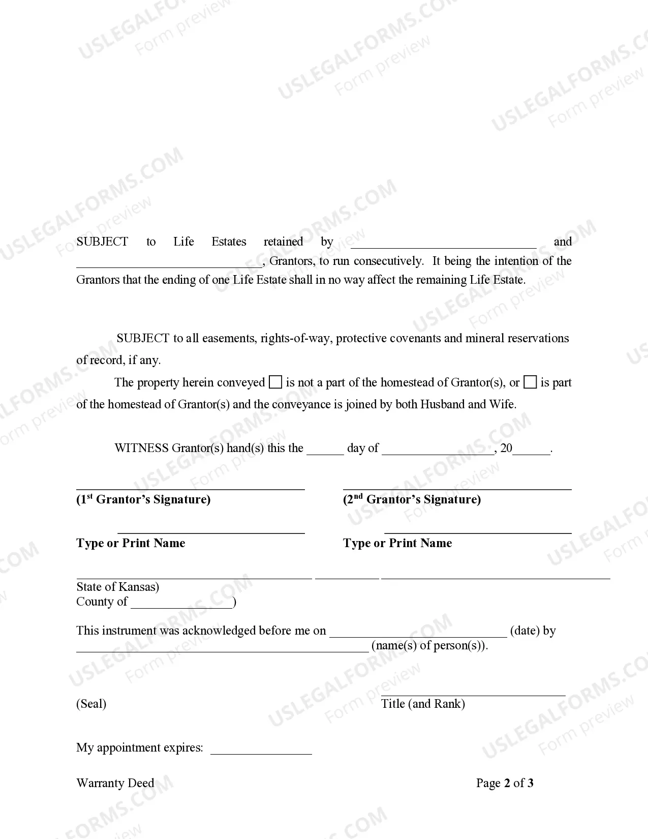 Preview Warranty Deed for Parents to Child with Reservation of Life Estate