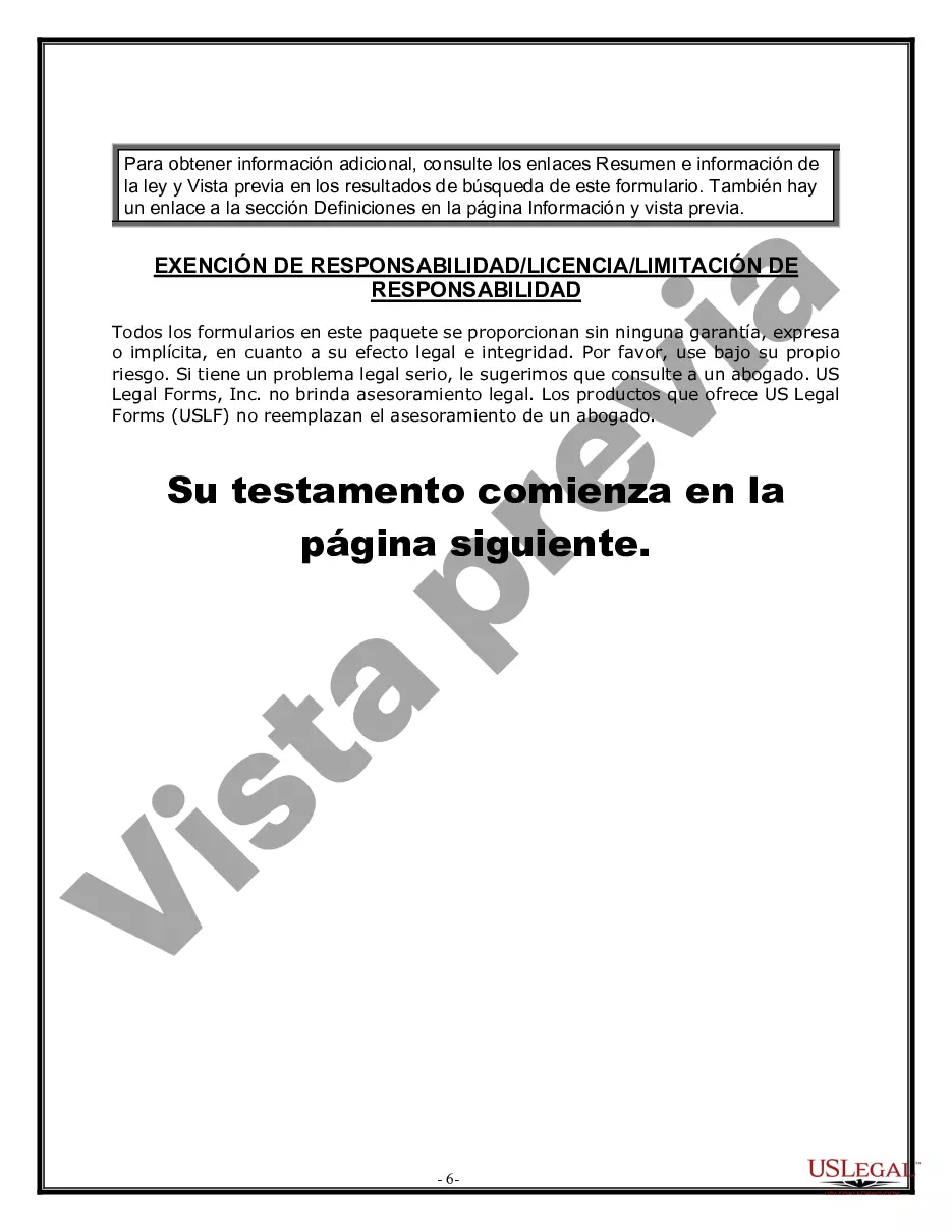 Preview Formulario de última voluntad y testamento legal para persona casada con hijos adultos