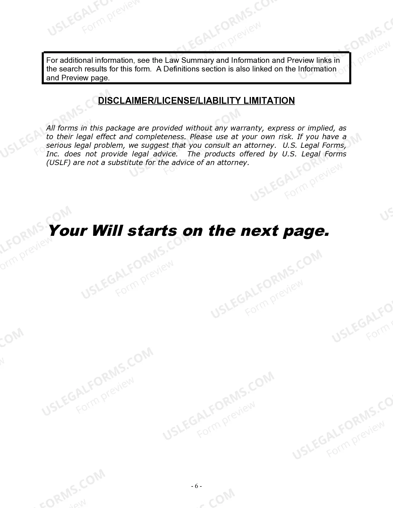 Preview Last Will and Testament for a Married Person with No Children