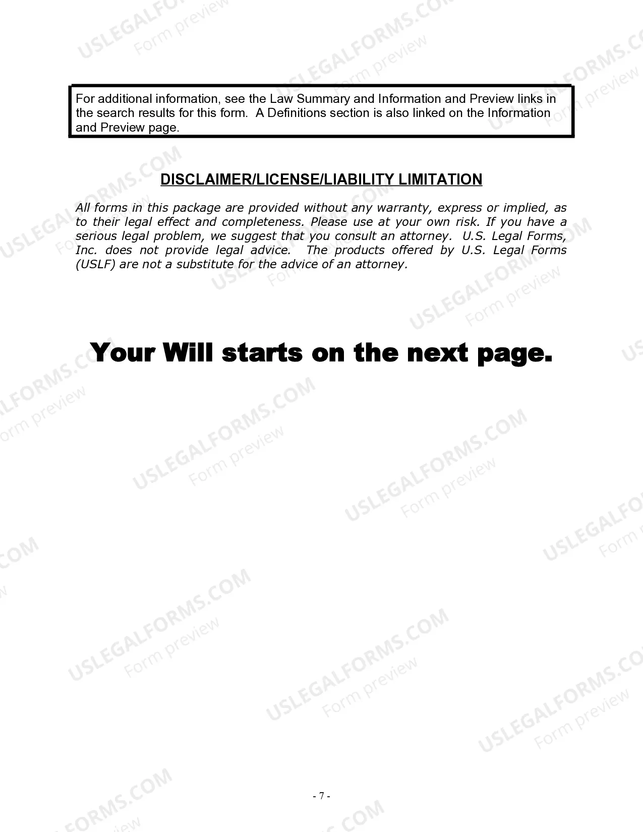 Preview Last Will and Testament for Married person with Minor Children