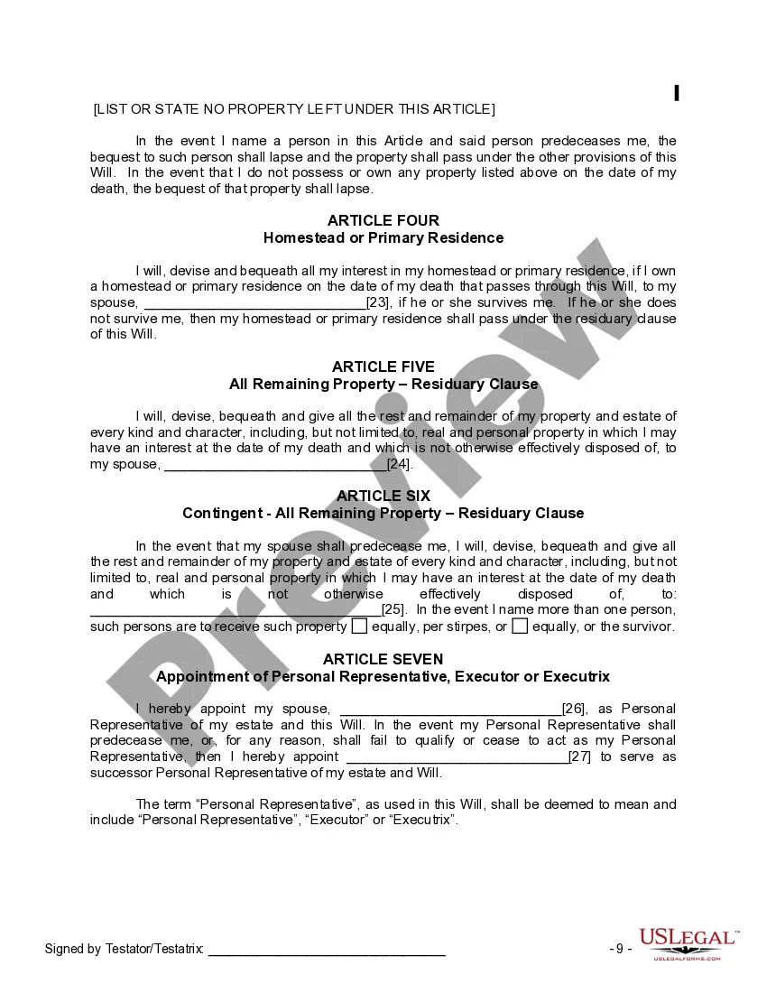 Preview Mutual Wills package with Last Wills and Testaments for Married Couple with No Children