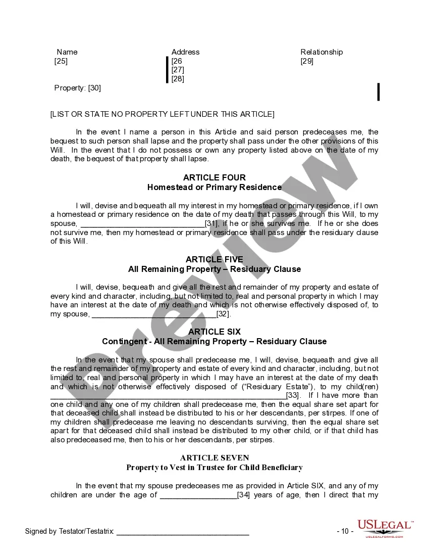 Preview Mutual Wills Package with Last Wills and Testaments for Married Couple with Minor Children