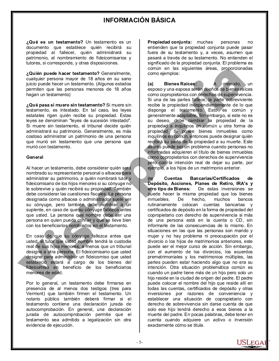 Preview Formulario Legal de Última Voluntad y Testamento para Viuda o Viudo con Hijos Menores