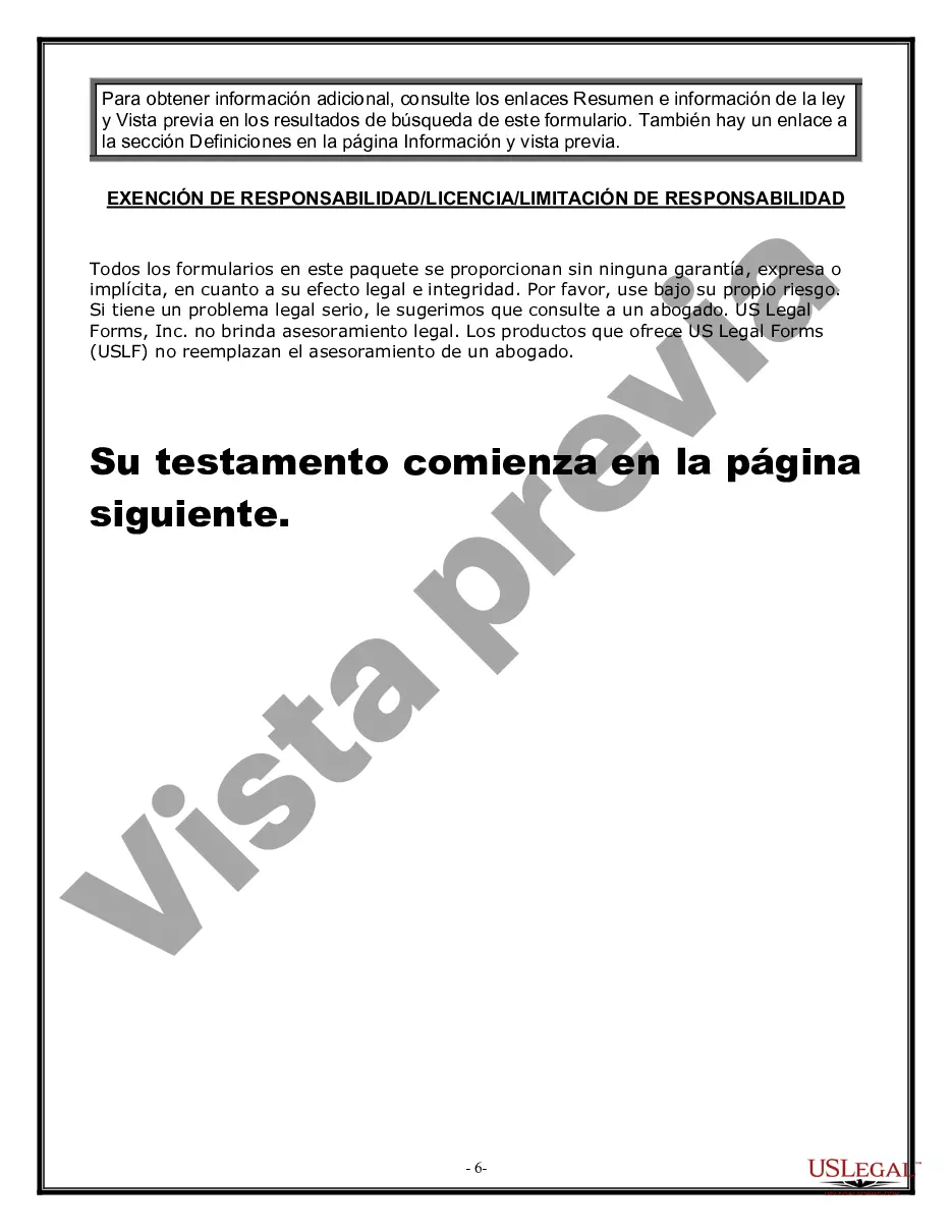 Preview Formulario Legal de Última Voluntad y Testamento para Viuda o Viudo con Hijos Menores