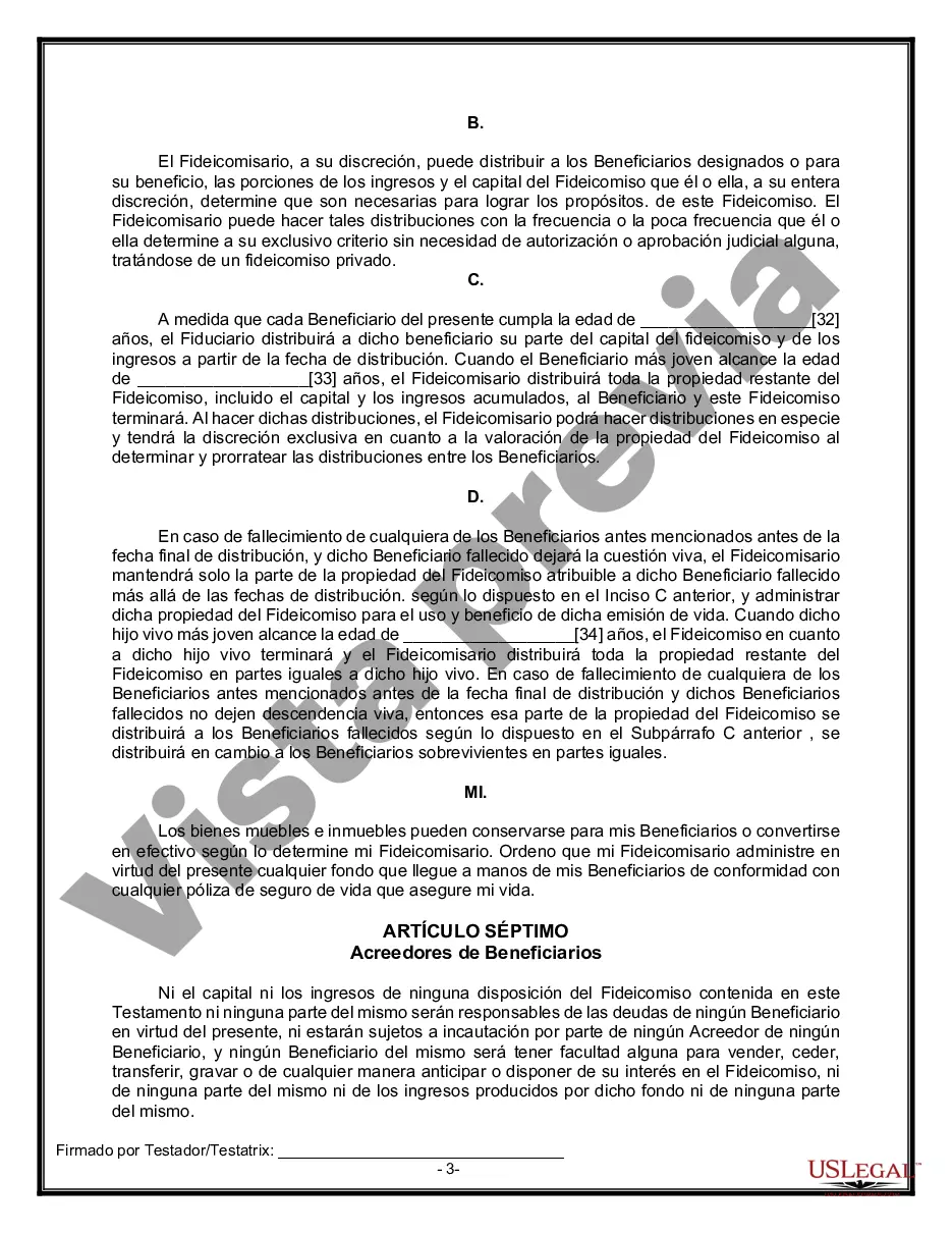 Preview Formulario Legal de Última Voluntad y Testamento para Viuda o Viudo con Hijos Menores