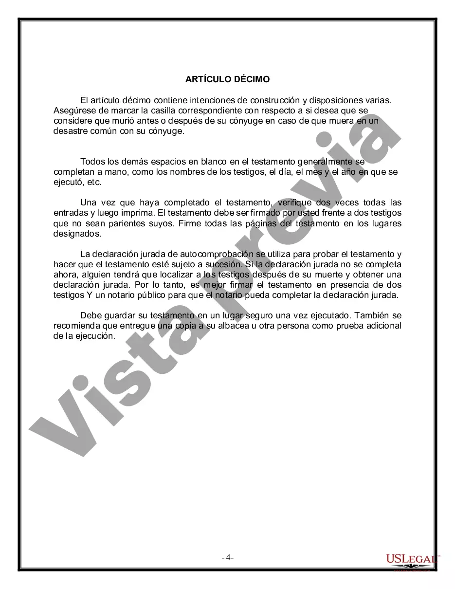 Preview Última voluntad y testamento para otras personas