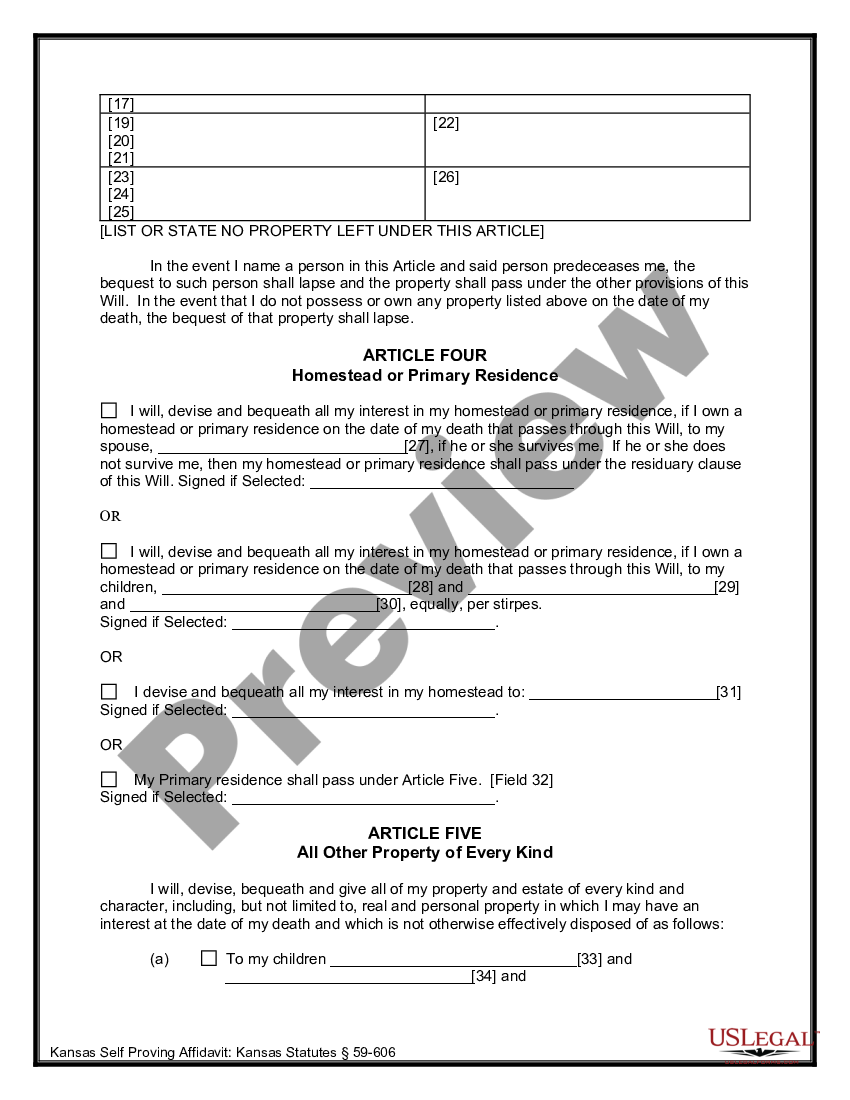 Kansas Last Will And Testament For Other Persons Us Legal Forms