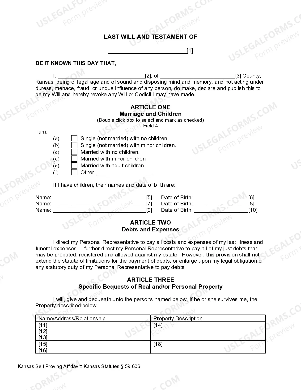Preview Last Will and Testament for other Persons