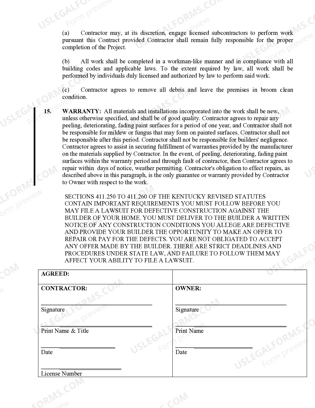 Preview Painting Contract for Contractor