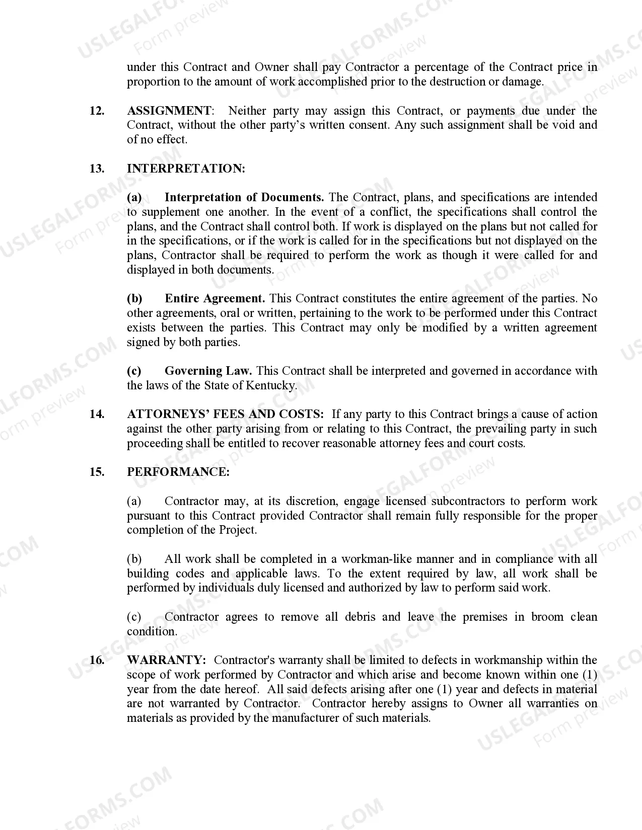 Preview Fencing Contract for Contractor