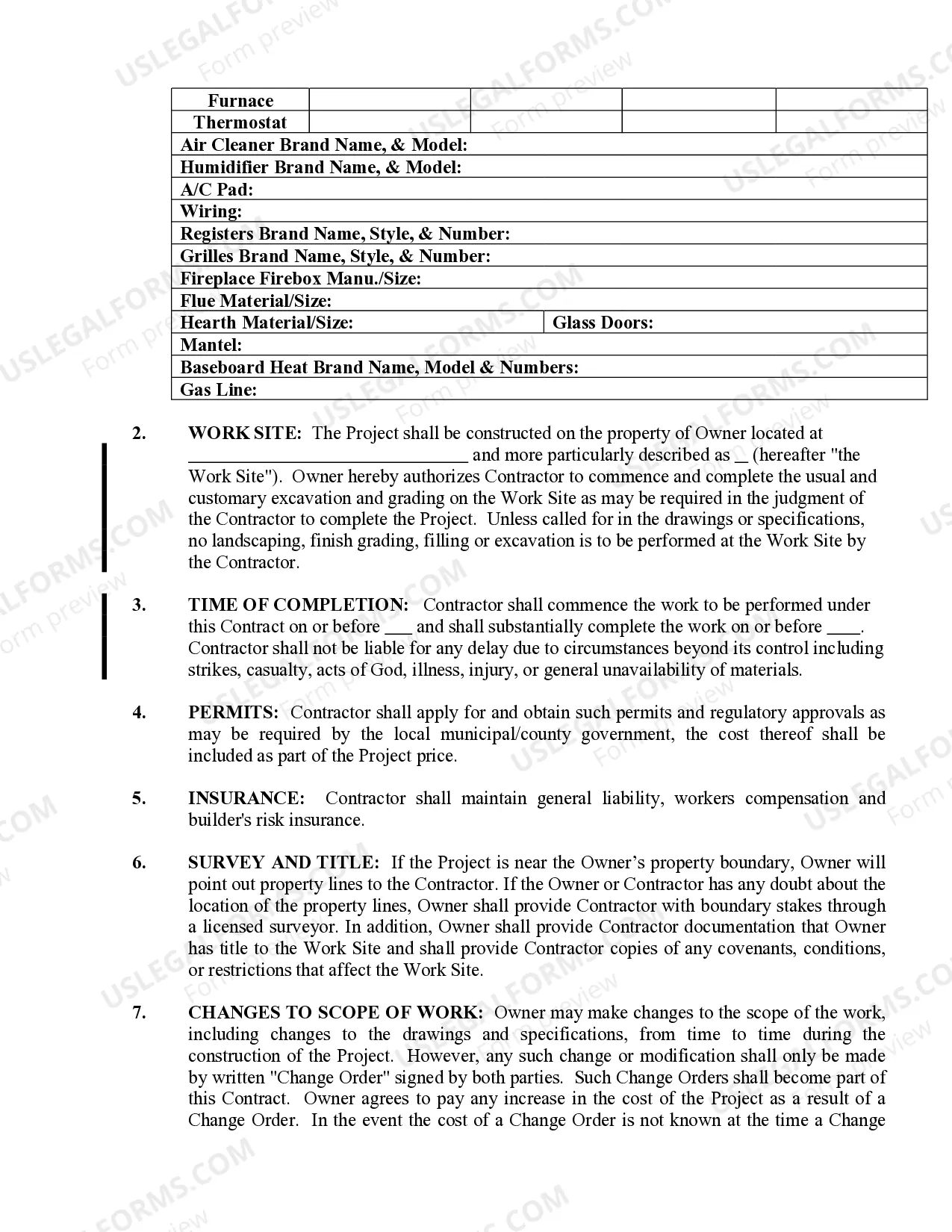 Preview HVAC Contract for Contractor