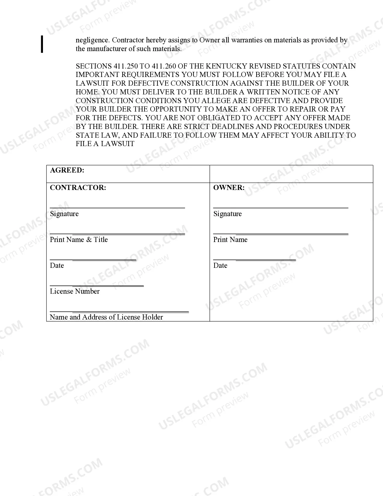 Preview HVAC Contract for Contractor