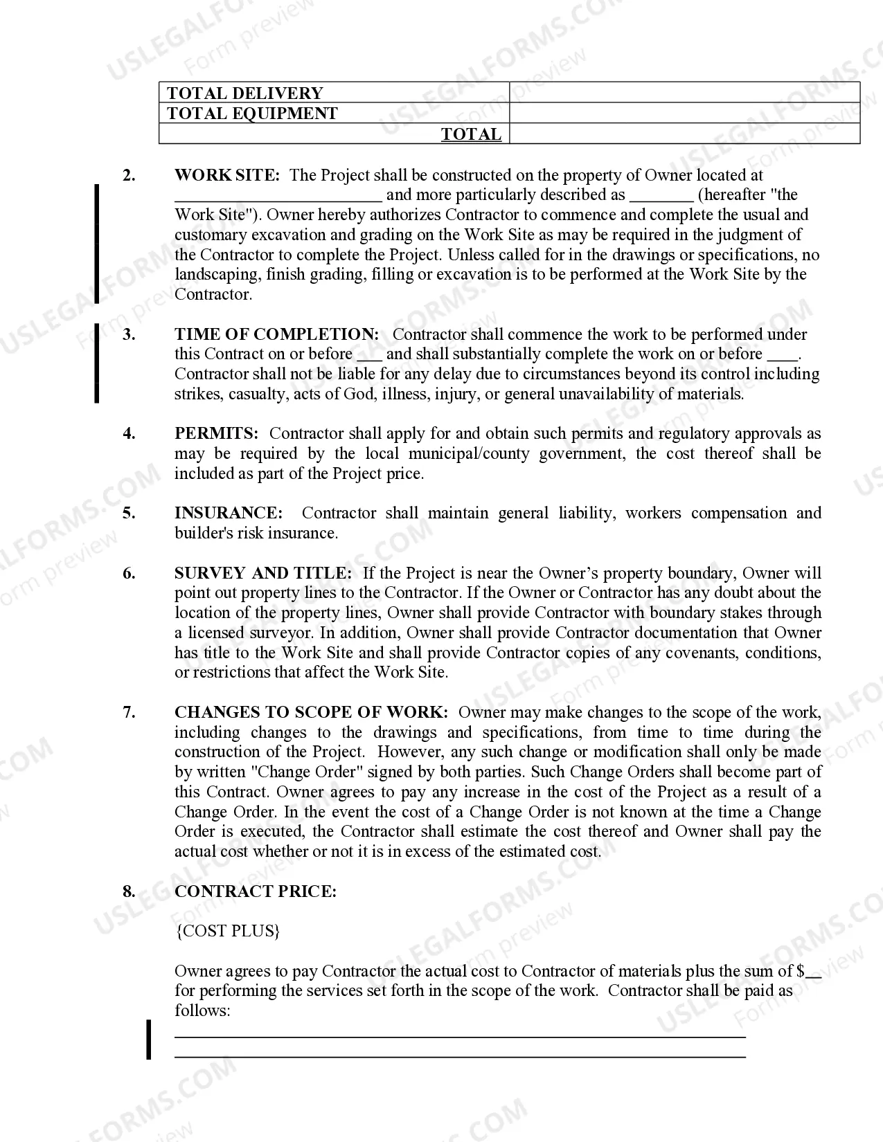 Preview Landscape Contract for Contractor