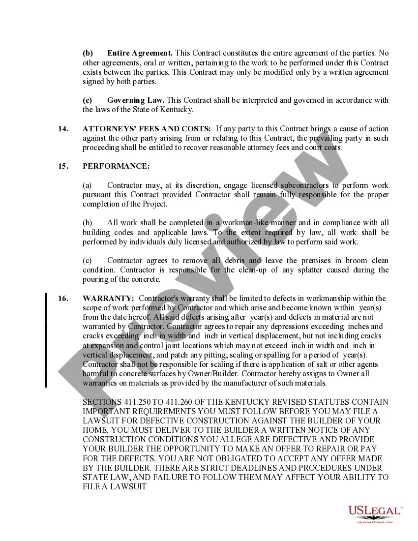 Preview Concrete Mason Contract for Contractor