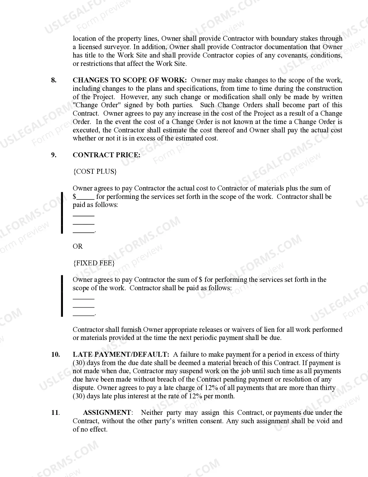 Preview Demolition Contract for Contractor