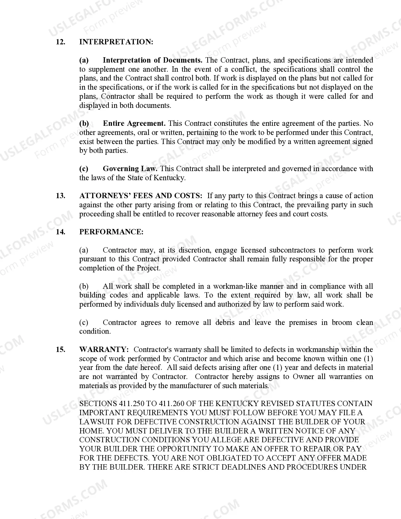Preview Demolition Contract for Contractor