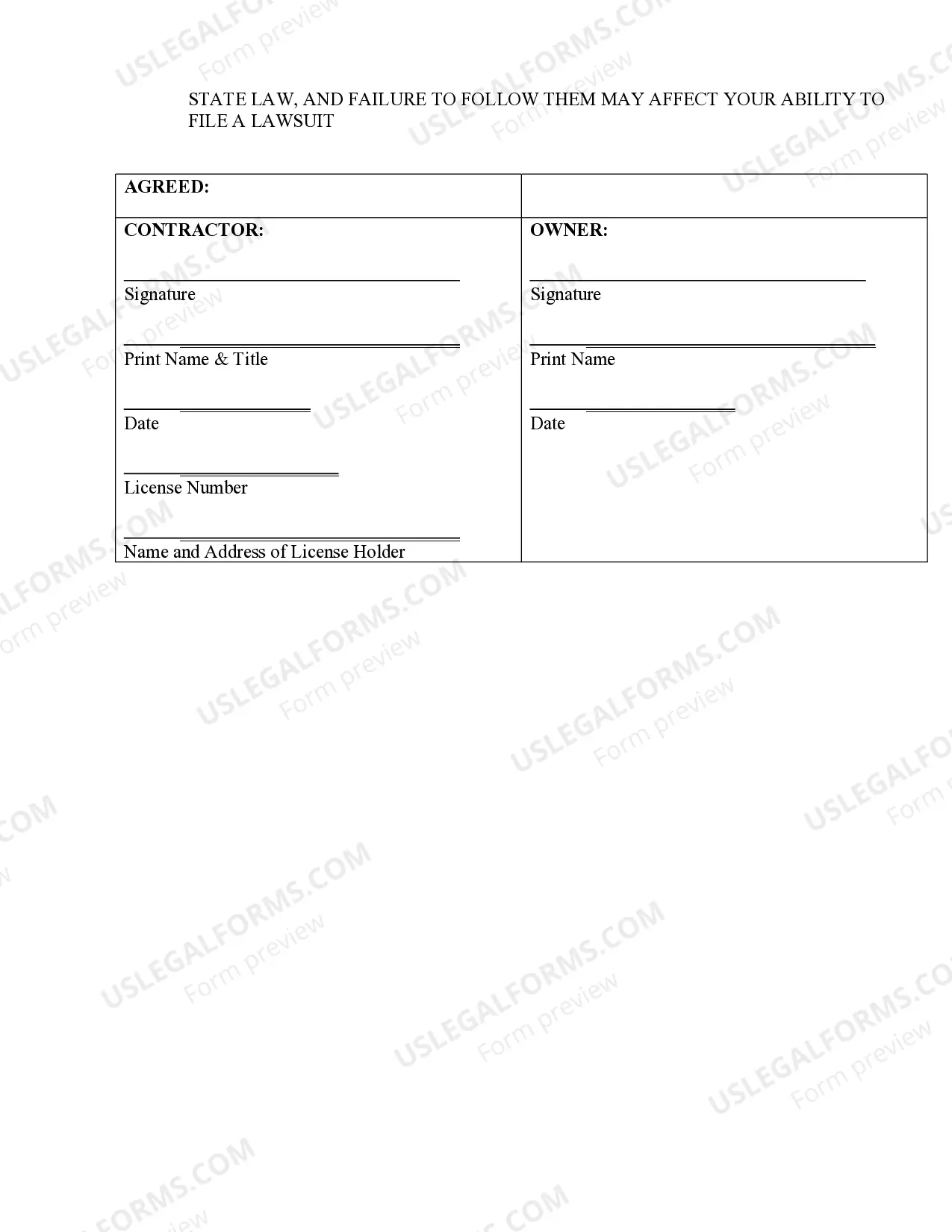 Preview Demolition Contract for Contractor