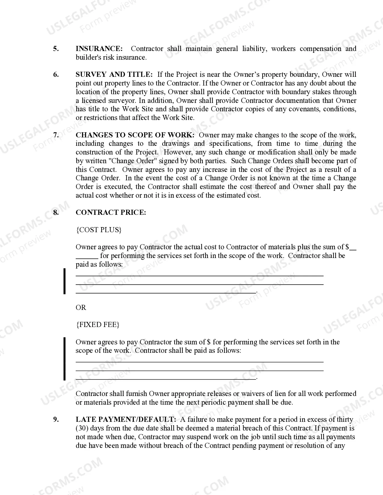 Preview Insulation Contract for Contractor