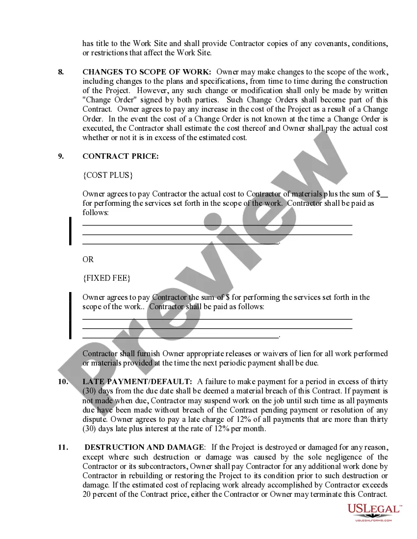 Preview Site Work Contract for Contractor