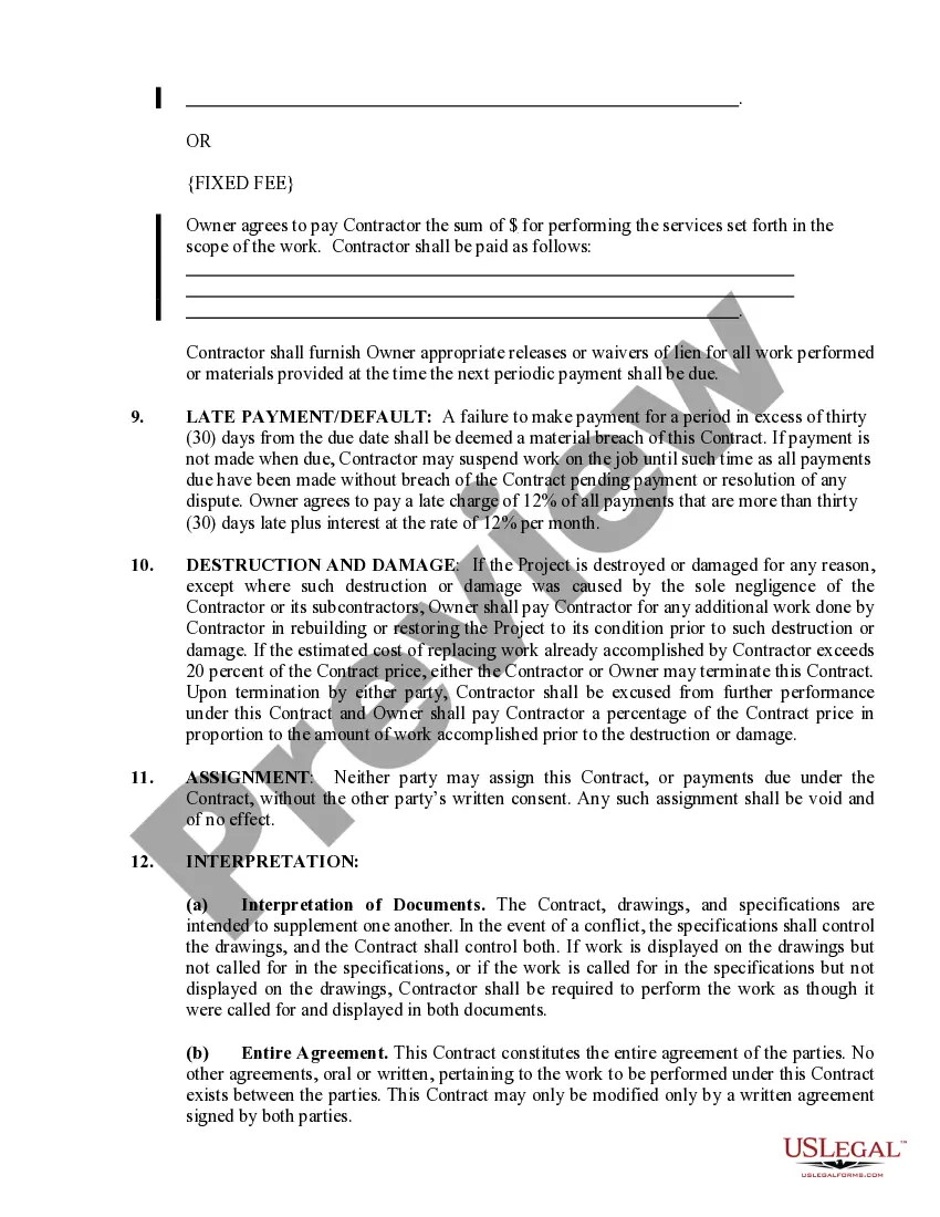 Preview Siding Contract for Contractor