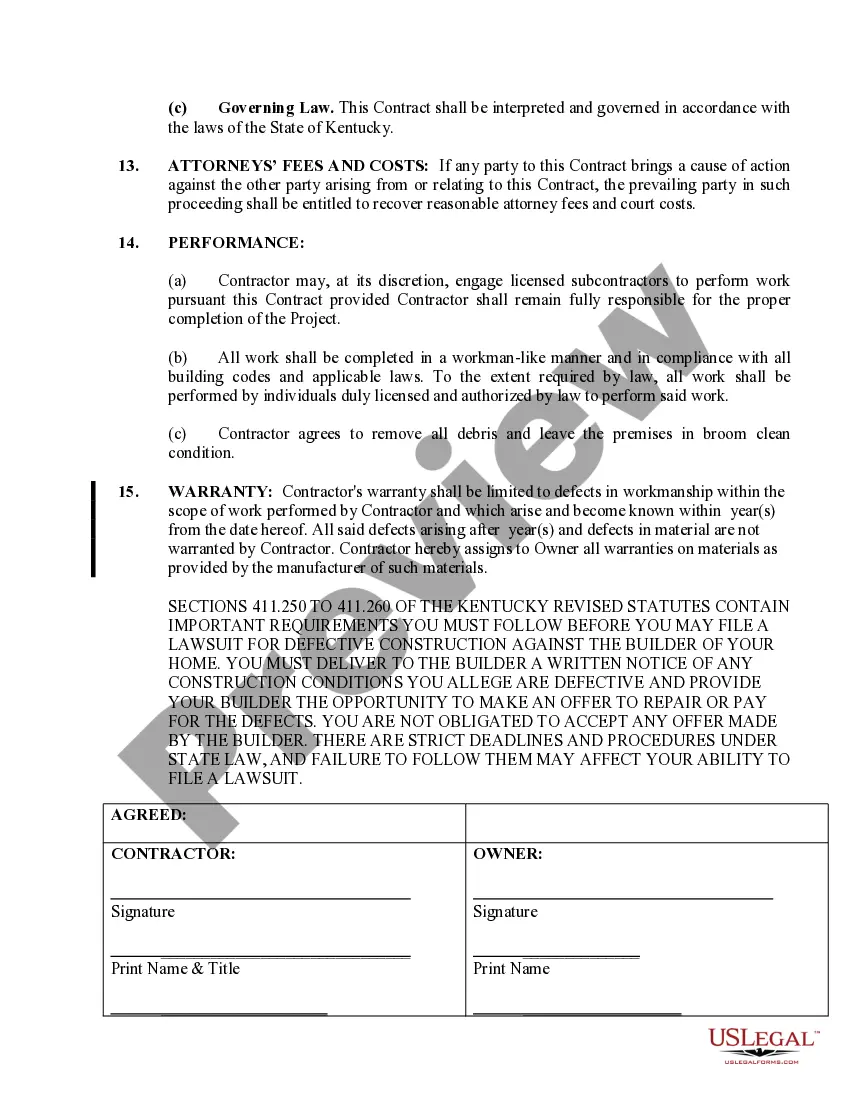 Preview Siding Contract for Contractor