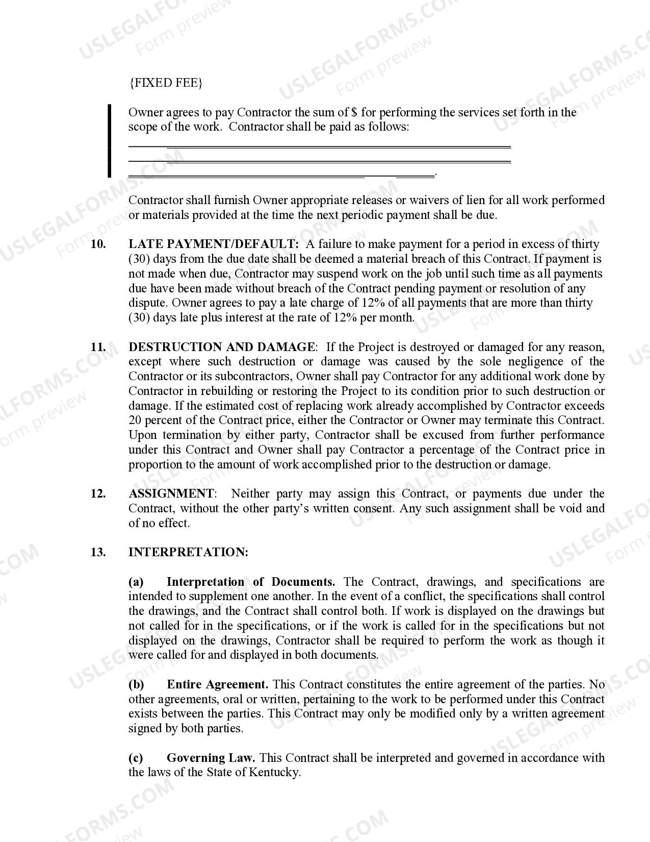 Preview Foundation Contract for Contractor