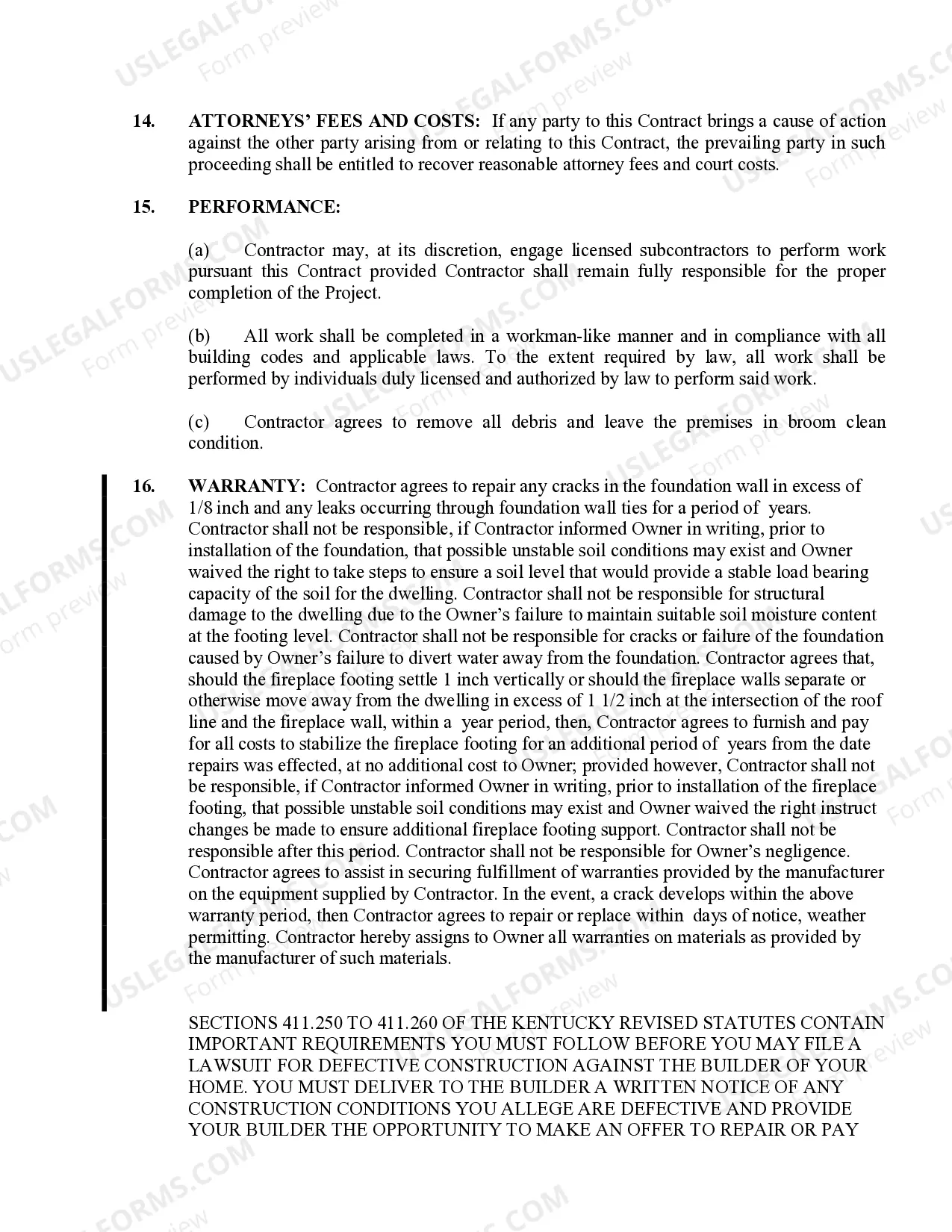 Preview Foundation Contract for Contractor