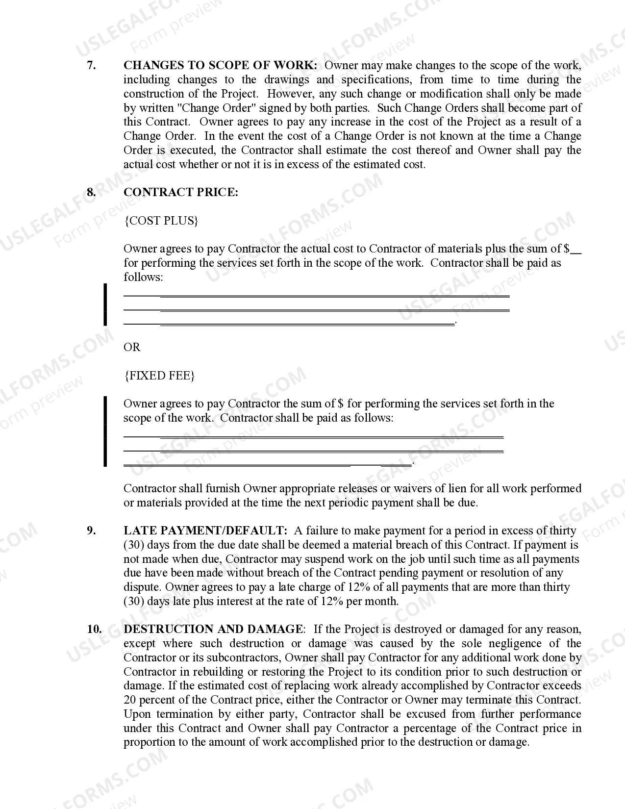 Preview Roofing Contract for Contractor